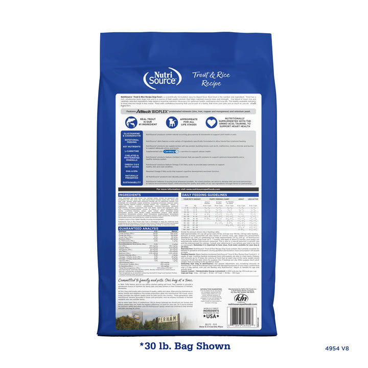 NutriSource Adult Trout and Rice Dry Dog Food 4lb