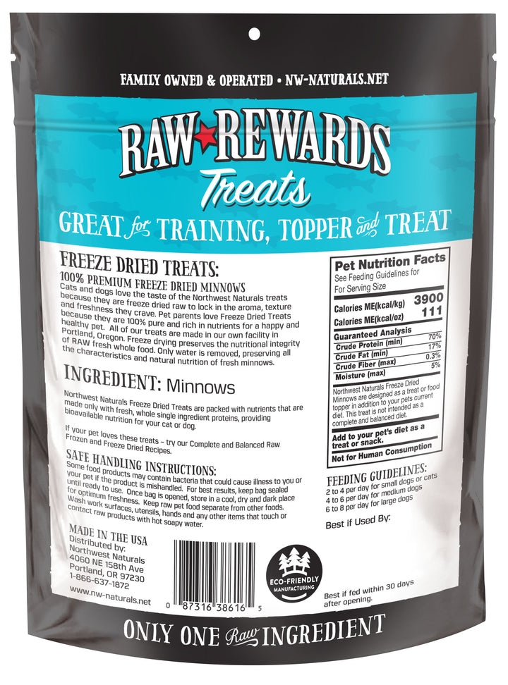 Northwest Naturals Freeze Dried Minnow Treats for Cats and Dogs 1oz