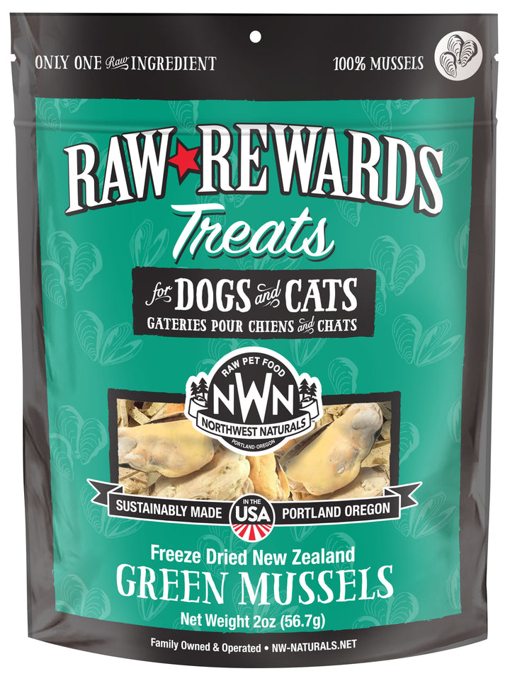 Northwest Naturals Freeze Dried Green Lipped Mussels Treat for Cats and Dogs 2oz