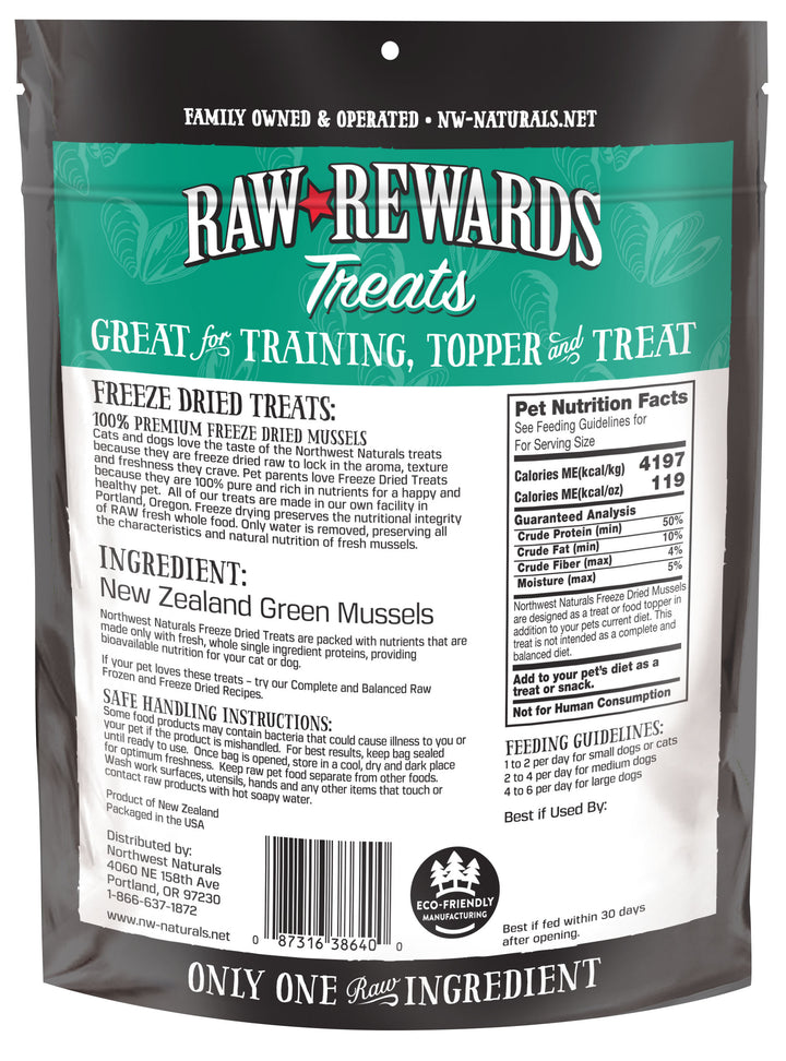 Northwest Naturals Freeze Dried Green Lipped Mussels Treat for Cats and Dogs 2oz