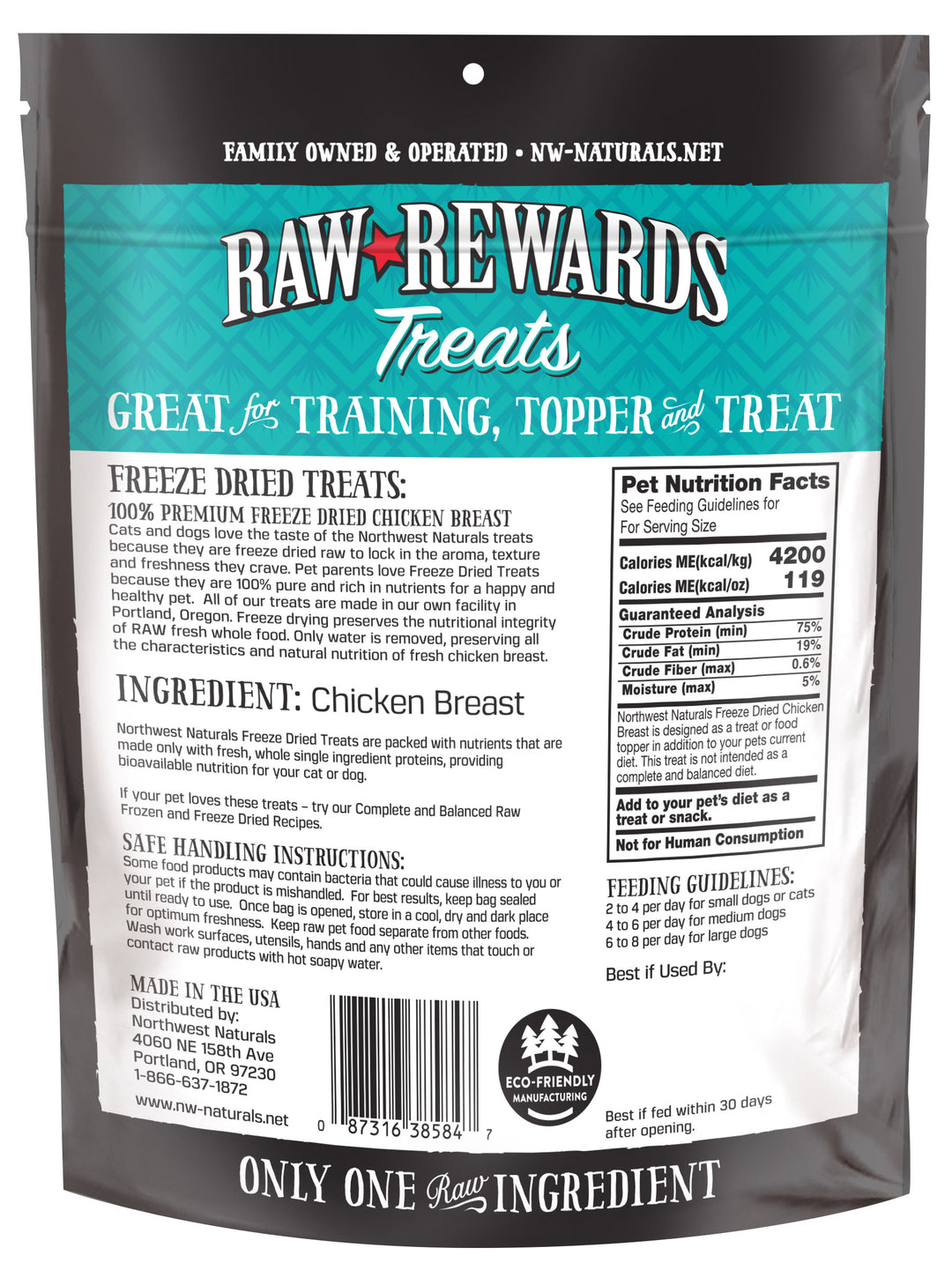 Freeze Dried Chicken Breast Treats for Cats and Dogs 3oz