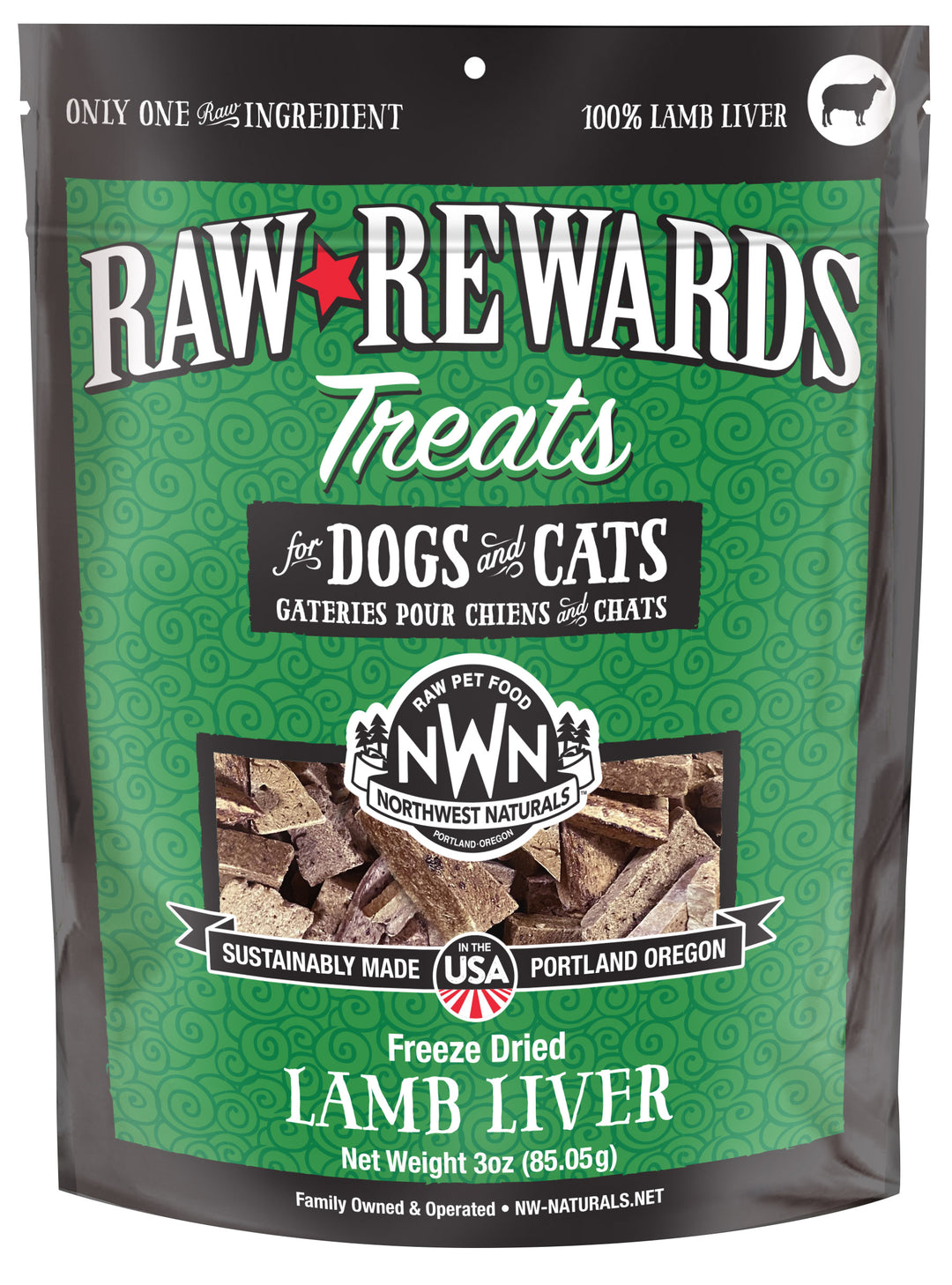 Freeze Dried Lamb Liver Treats for Cats and Dogs 3oz