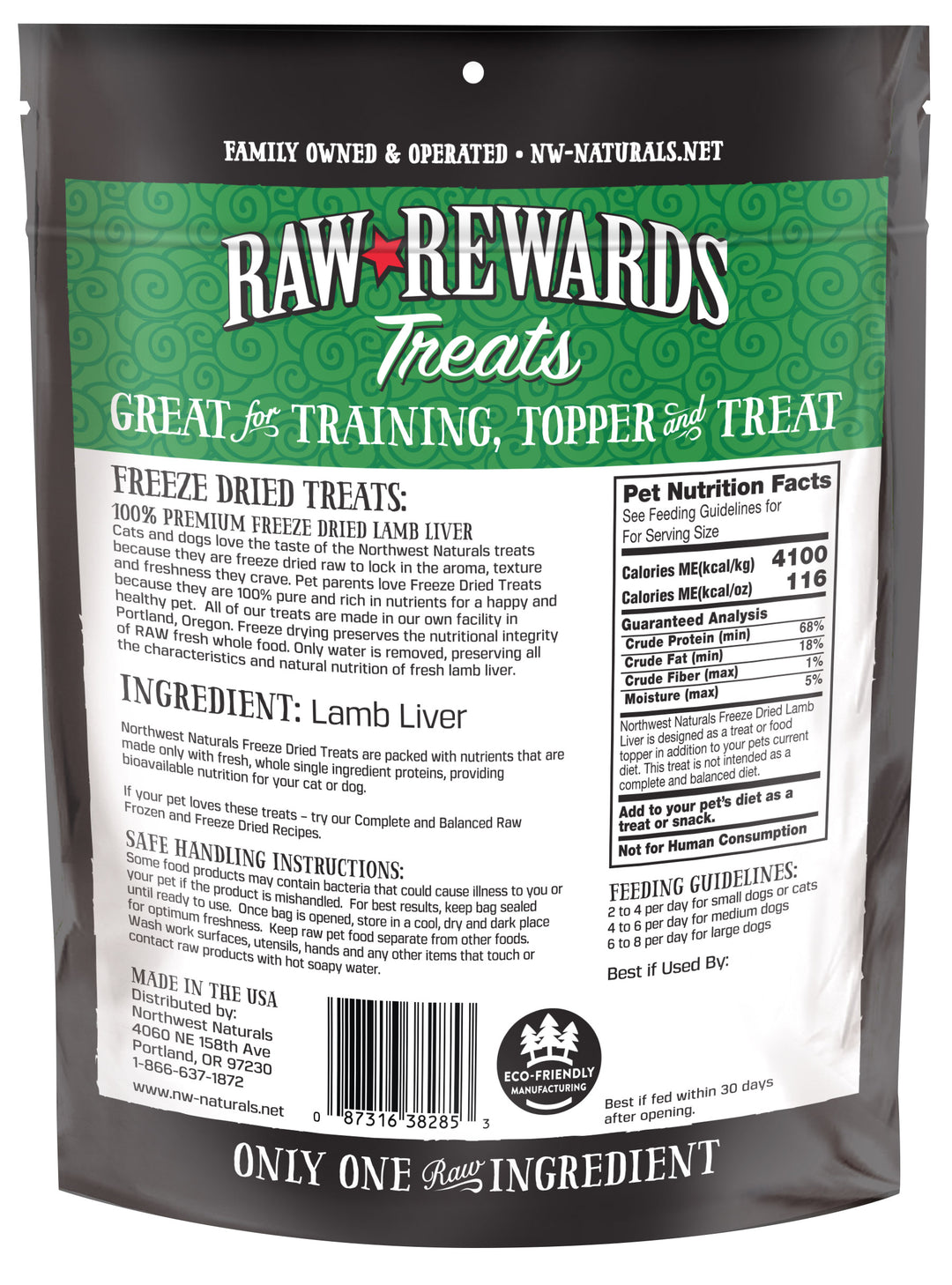 Freeze Dried Lamb Liver Treats for Cats and Dogs 3oz