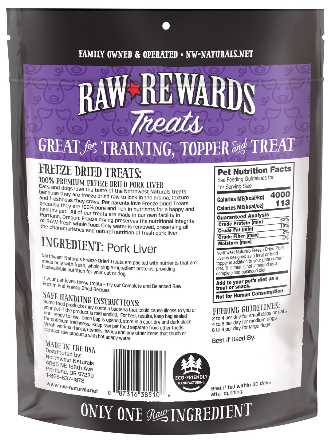Freeze Dried Pork Liver Treats for Cats and Dogs 3oz