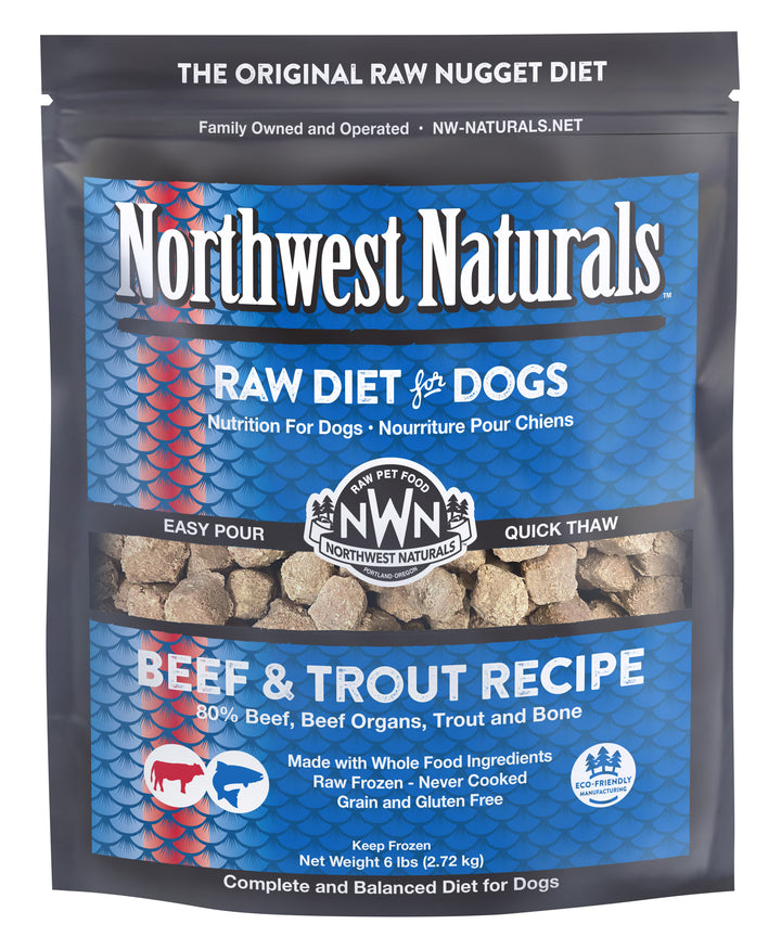 Northwest Naturals Frozen Beef Trout Nuggets Food for Dogs 6lbs