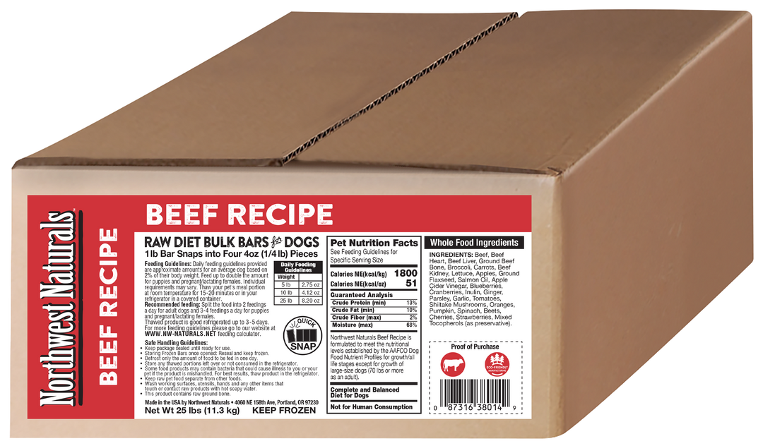 Northwest Naturals Frozen Beef Recipe Food for Dogs 25lb