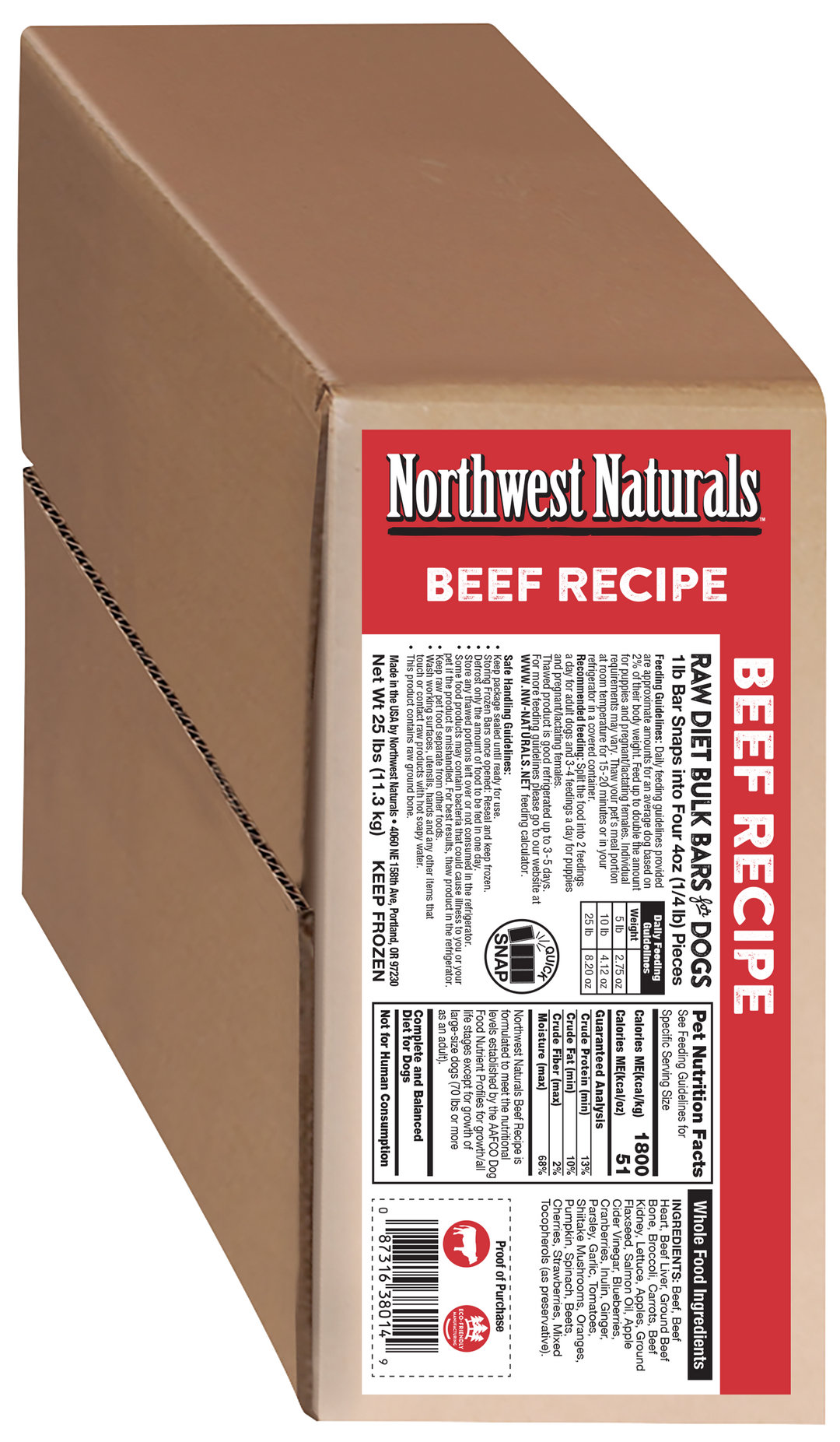 Northwest Naturals Frozen Beef Recipe Food for Dogs 25lb