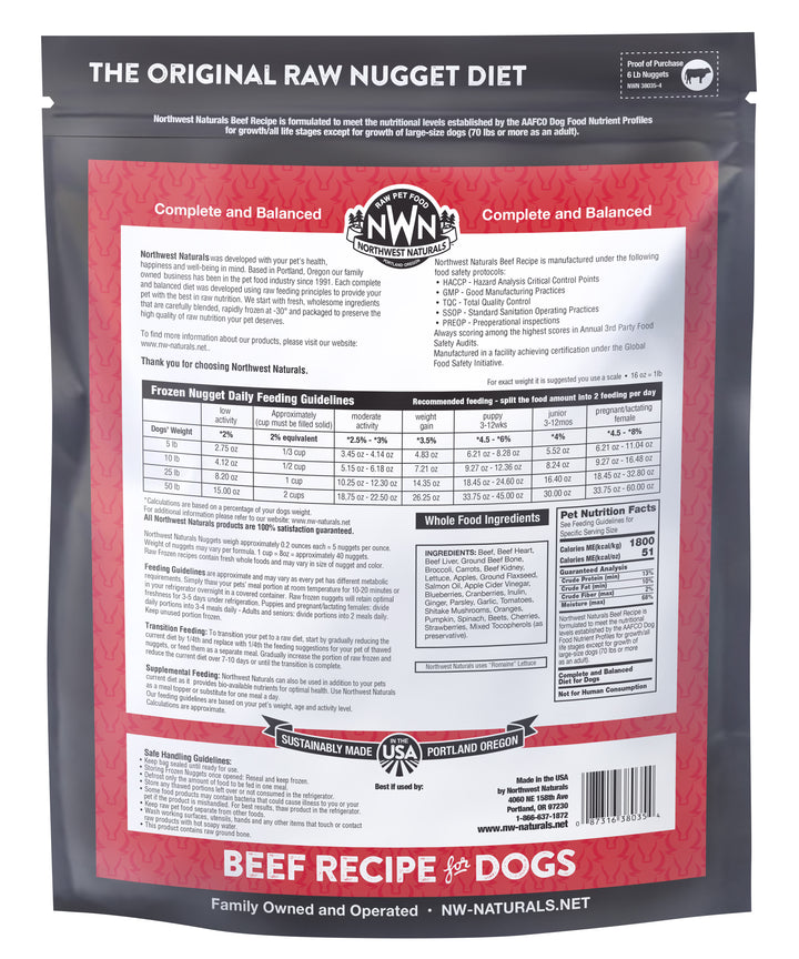 Northwest Naturals Frozen Beef Nuggets Food for Dogs 6lb