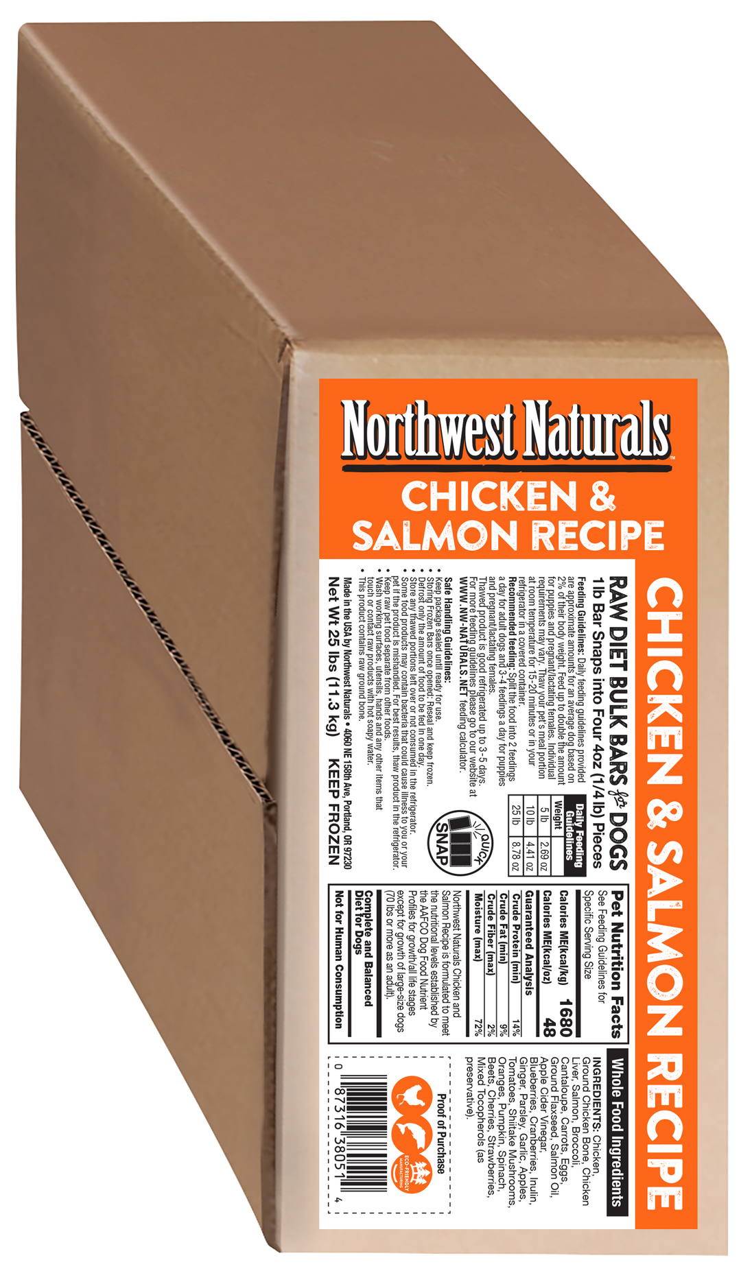Northwest Naturals Frozen Chicken and Salmon Recipe Food for Dogs 25lb