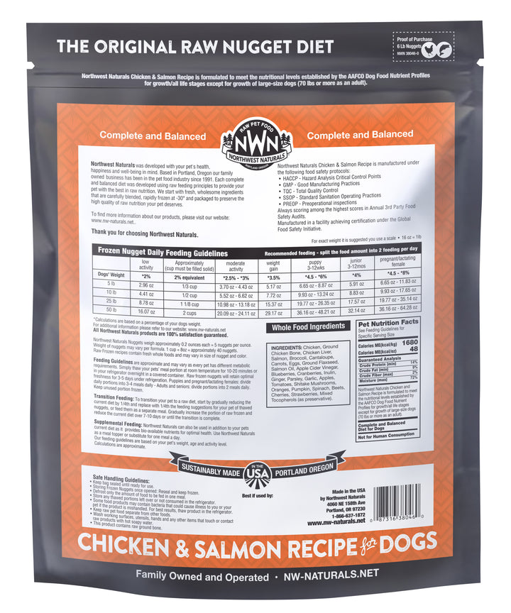 Northwest Naturals Frozen Chicken/Salmon Recipe Food for Dogs 6lb