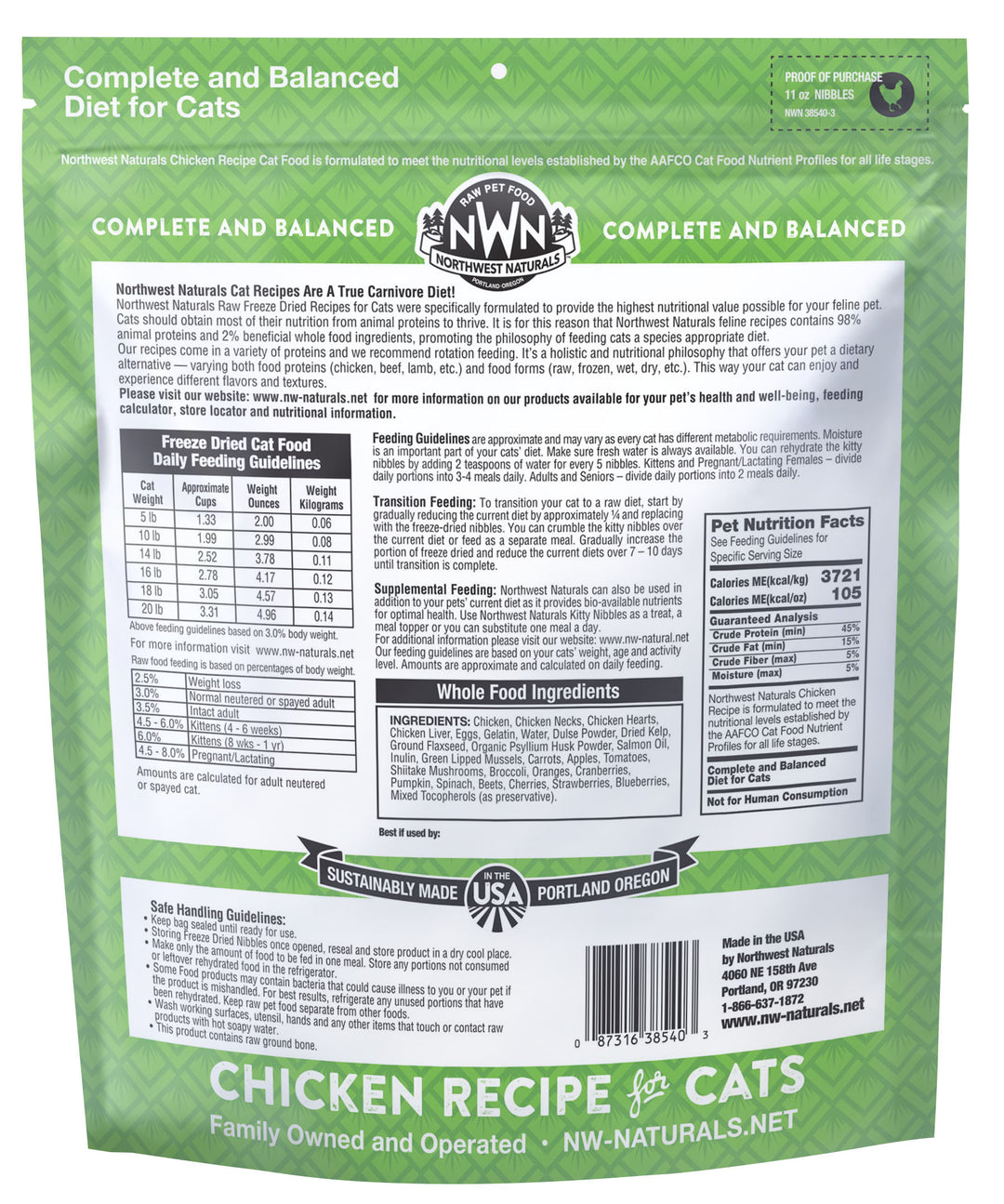 Northwest Naturals Freeze Dried Chicken Food for Cats 11oz