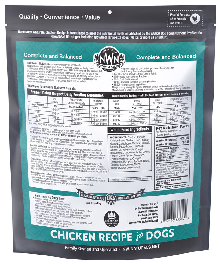 Northwest Naturals Freeze Dried Chicken Food for Dogs 12oz
