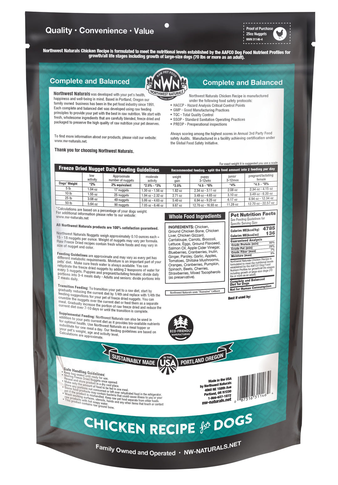 Northwest Naturals Freeze Dried Chicken Food for Dogs 25oz