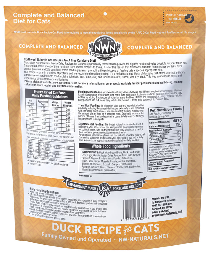 Northwest Naturals Freeze Dried Duck Food for Cats 11oz
