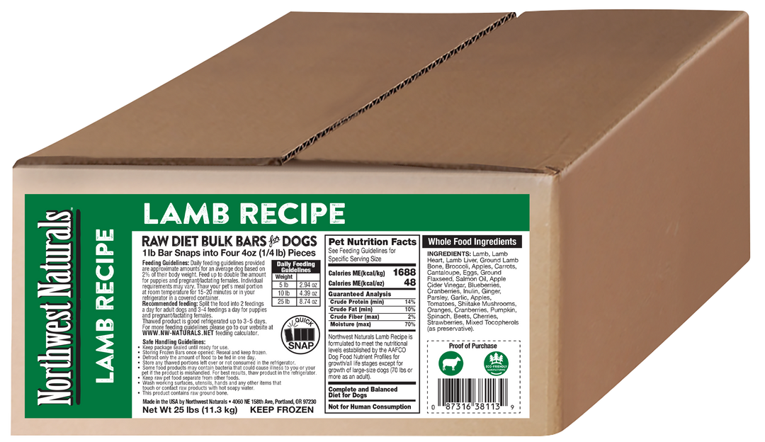 Northwest Naturals Frozen Lamb Recipe Food for Dogs 25lb