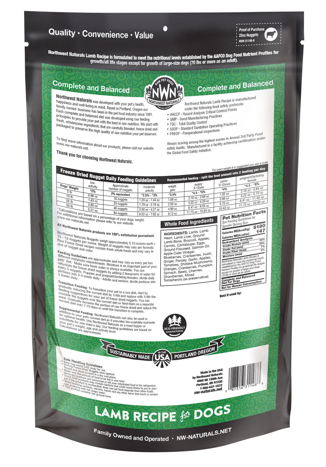 Northwest Naturals Freeze Dried Lamb Food for Dogs 25oz
