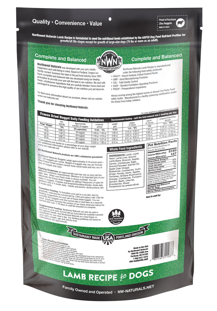 Northwest Naturals Freeze Dried Lamb Food for Dogs 25oz