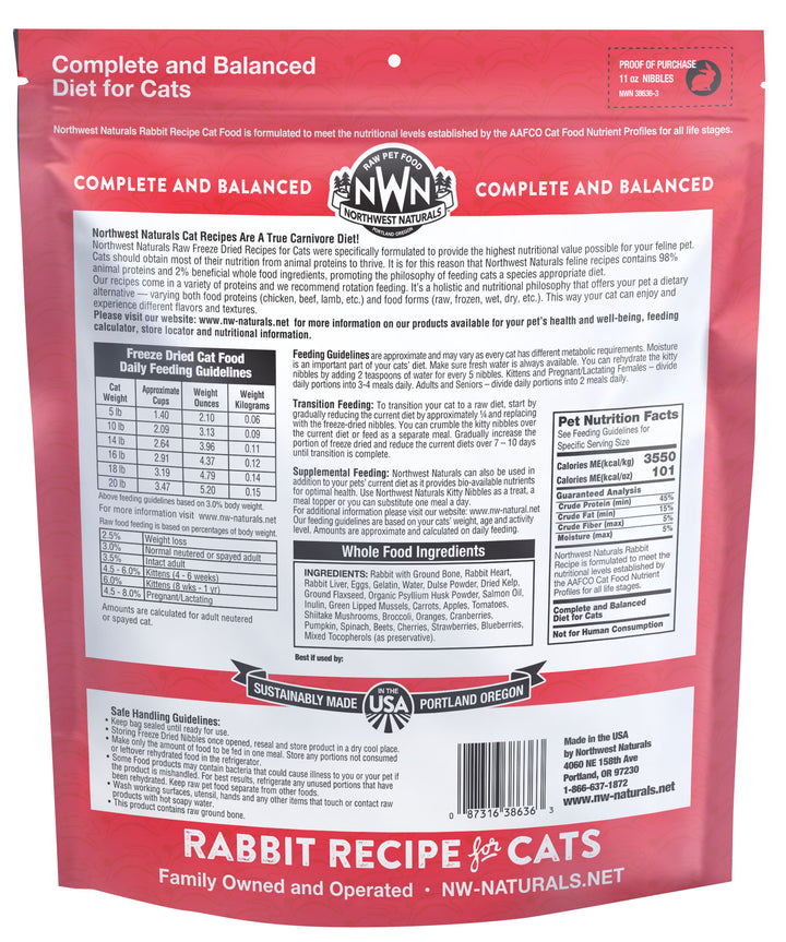 Northwest Naturals Freeze Dried Rabbit Food for Cats 11oz