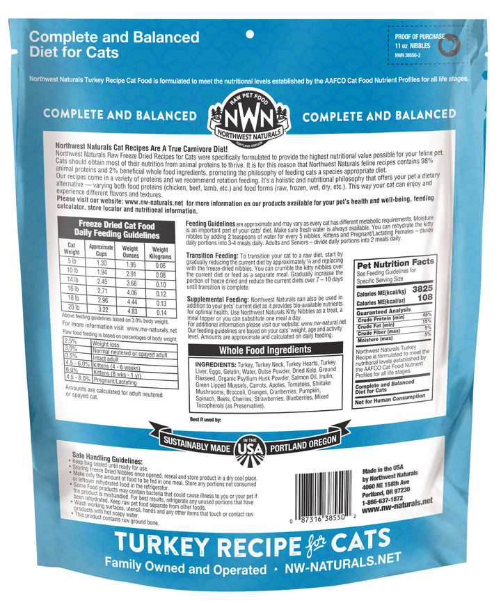 Northwest Naturals Freeze Dried Turkey Food for Cats 11oz