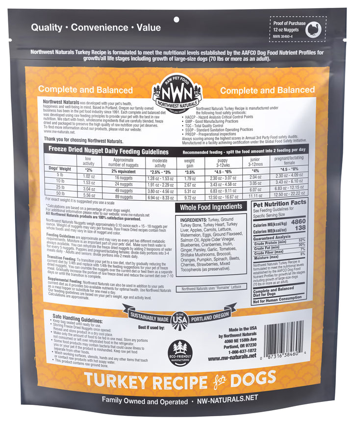 Northwest Naturals Freeze Dried Turkey Food for Dogs 12oz