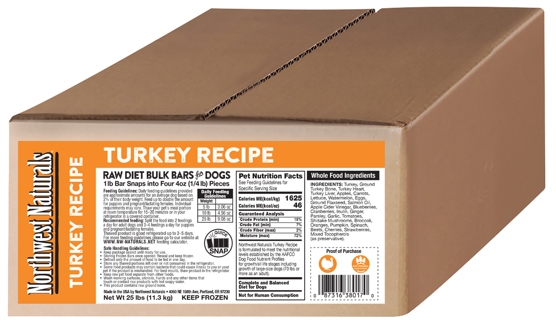 Northwest Naturals Frozen Turkey Recipe Food for Dogs 25lb