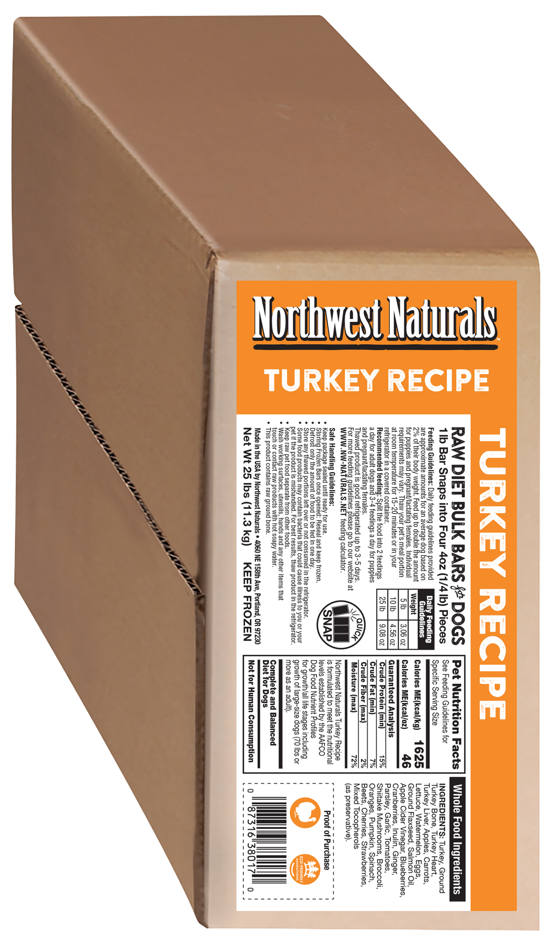 Northwest Naturals Frozen Turkey Recipe Food for Dogs 25lb