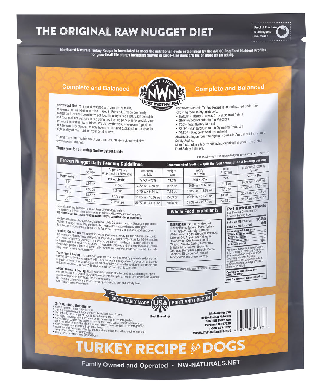 Northwest Naturals Frozen Turkey Nuggets Food for Dogs 6lb