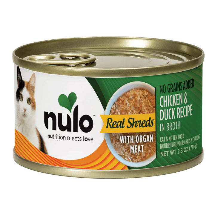 Nulo Cat Chicken & Duck Grain Free Shreds Recipe in Broth Canned Wet Cat Food 2.8oz - Single Can
