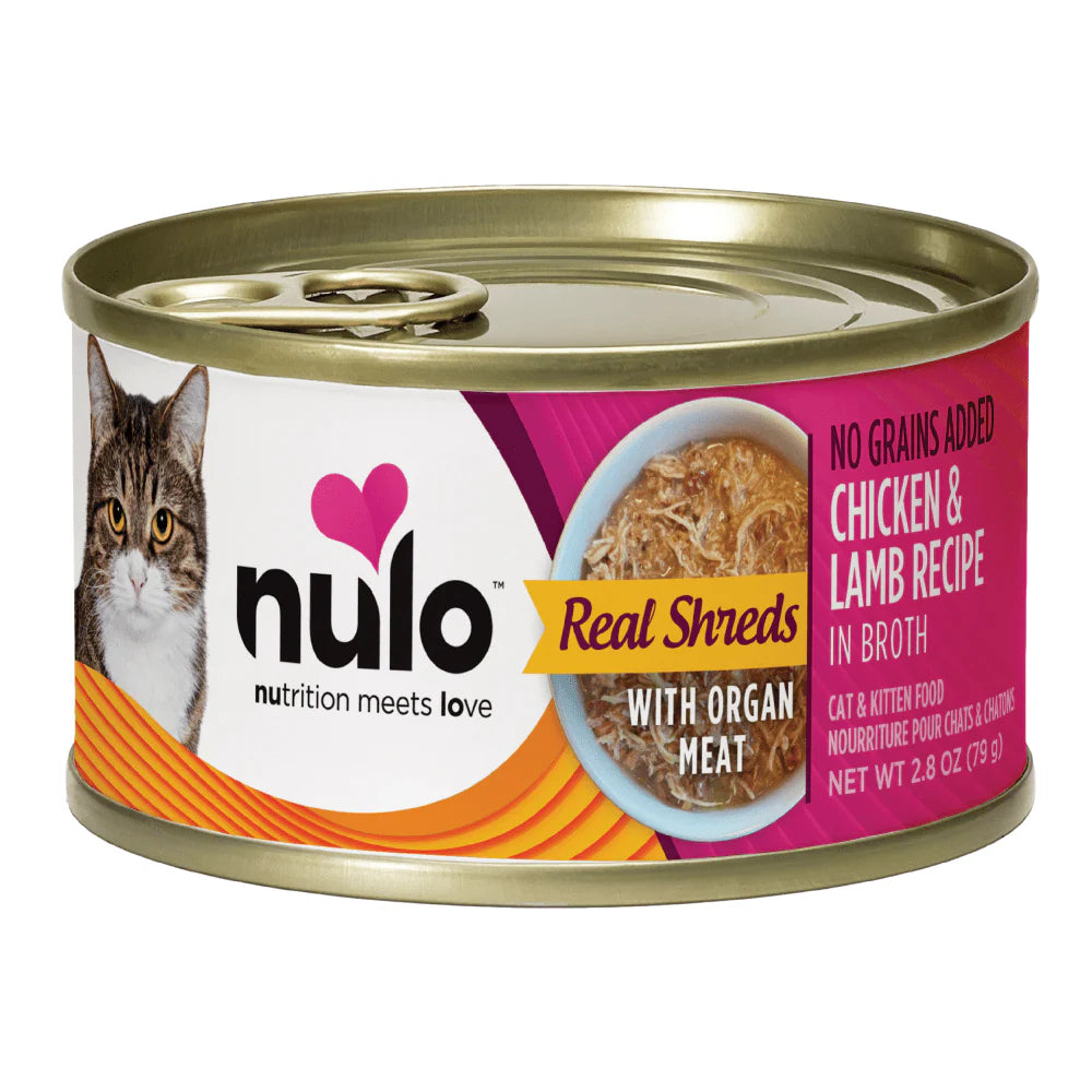Nulo Cat Chicken & Lamb Grain Free Shreds Recipe in Broth Canned Wet Cat Food 2.8oz - Single Can