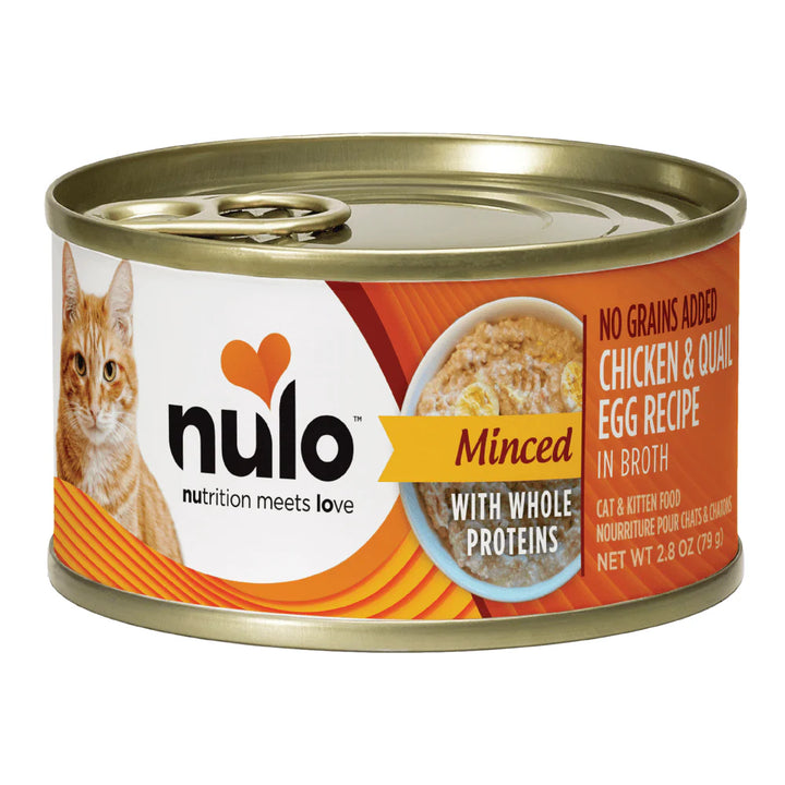 Nulo Cat Minced Chicken & Quail Egg Grain Free Shreds Recipe in Broth Canned Wet Cat Food 2.8oz - Single Can