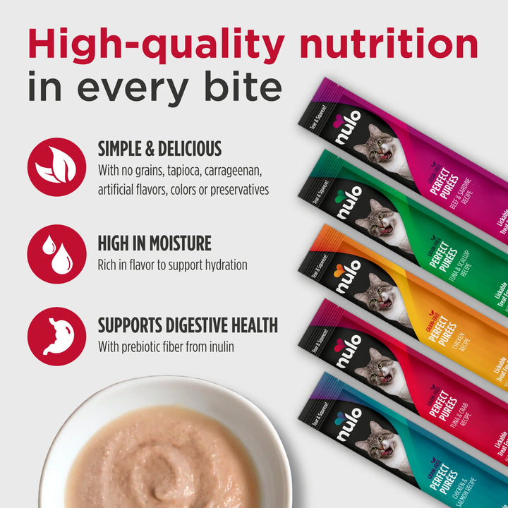 Nulo Freestyle Perfect Purée Grain Free Variety Pack Cat Treat 10-Pack