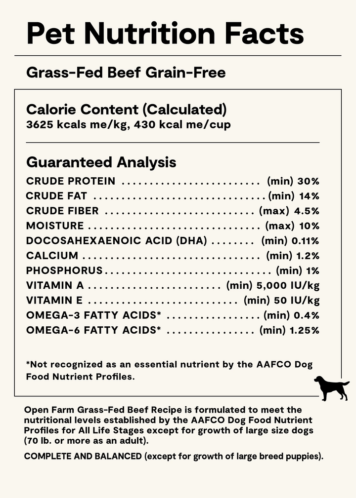 Open Farm Dog Grain Free Grass Fed Beef Dry Dog Food 22lb