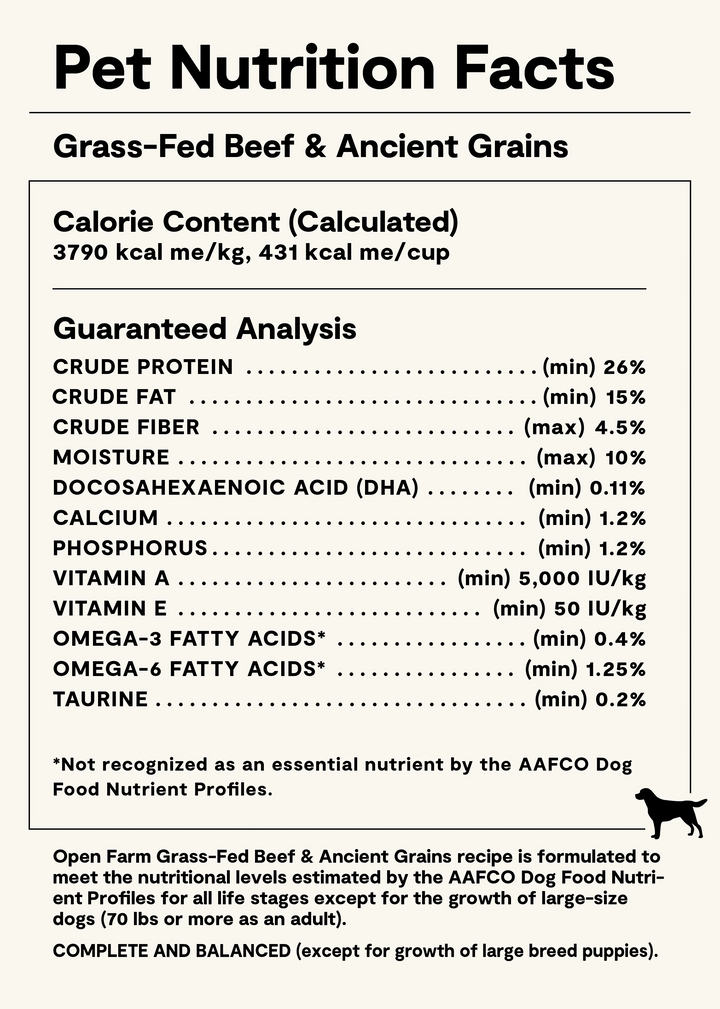 Open Farm Dog Ancient Grains Grass Fed Beef Dry Dog Food 4lb