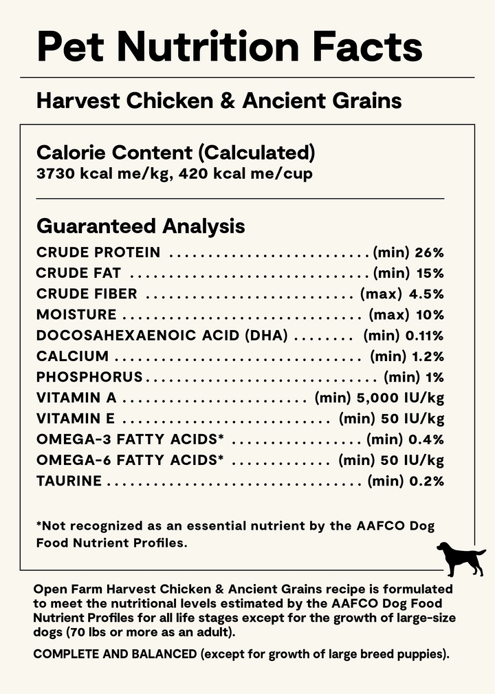 Open Farm Dog Ancient Grain Harvest Chicken Dry Dog Food 4lb