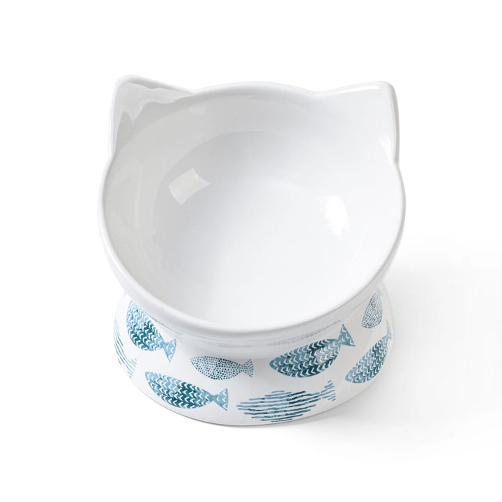 Park Life Designs Fish Print Oscar Tilt Cat Dish
