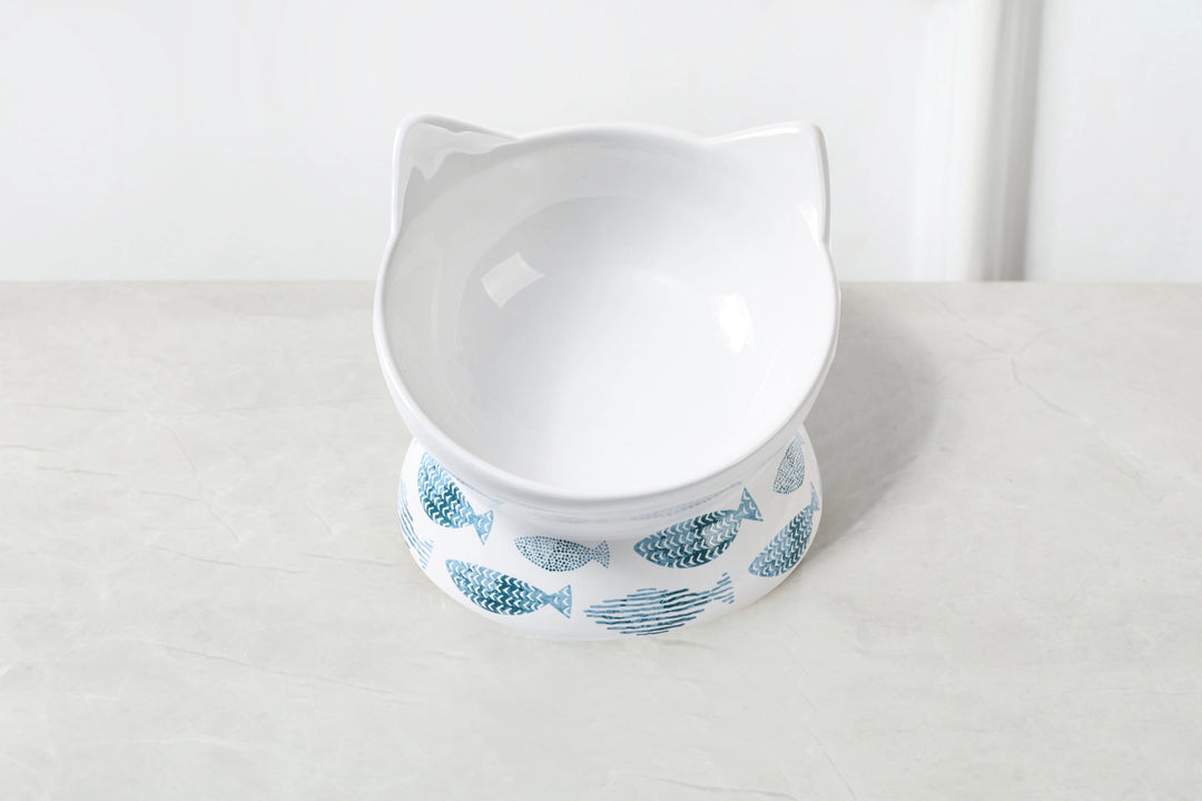 Park Life Designs Fish Print Oscar Tilt Cat Dish