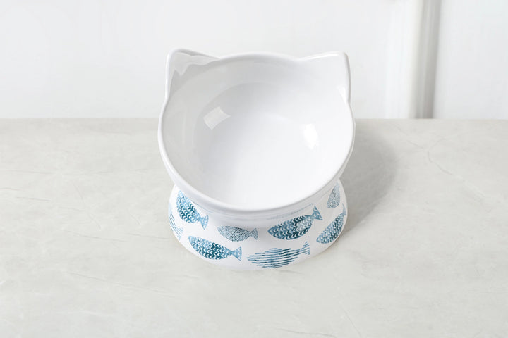 Park Life Designs Fish Print Oscar Tilt Cat Dish