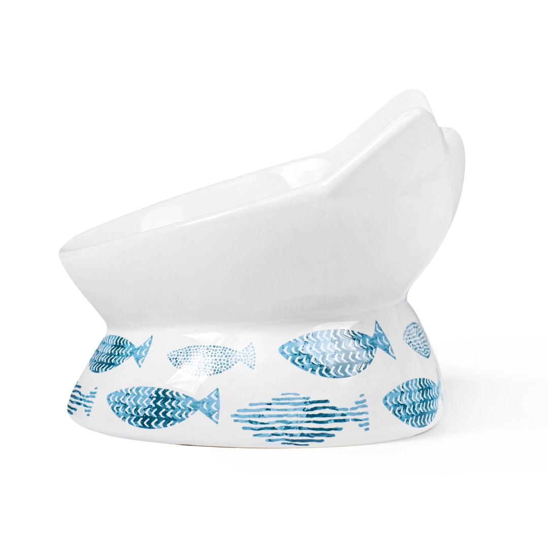 Park Life Designs Fish Print Oscar Tilt Cat Dish