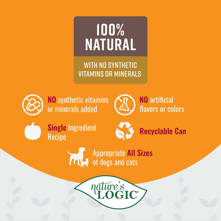 Nature's Logic Pumpkin Purée Canned Supplement for Cats and Dogs 15oz