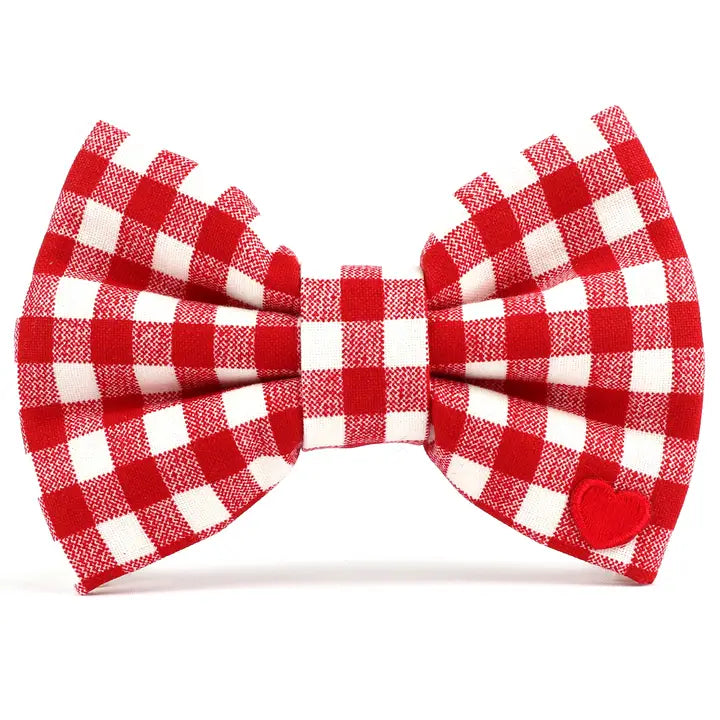 Red Check Bow Tie Attachment for Collar