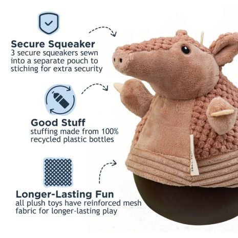 Tall Tails Roly Poly Armadillo Dog Toy 9"