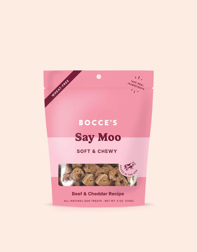 Bocce Say Moo Soft & Chewy Dog Treats Beef and Cheddar 6oz