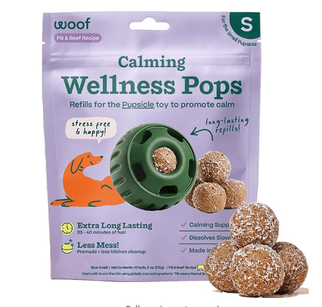 Woof Calming Wellness Pops - Long Lasting Refills for Small Pupsicle Dog Toy