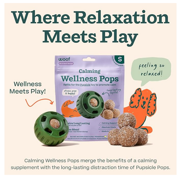 Woof Calming Wellness Pops - Long Lasting Refills for Small Pupsicle Dog Toy