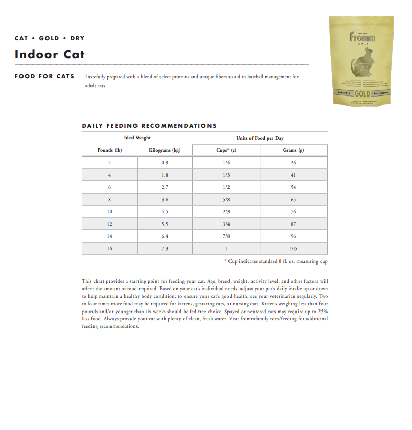 Fromm Gold Indoor Cat Dry Cat Food 10lb