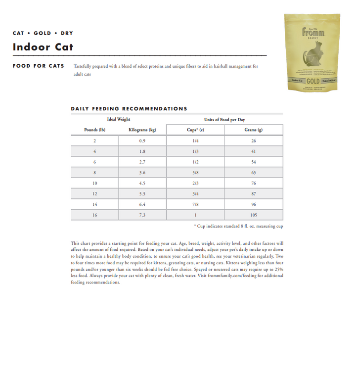 Fromm Gold Indoor Cat Dry Cat Food 10lb