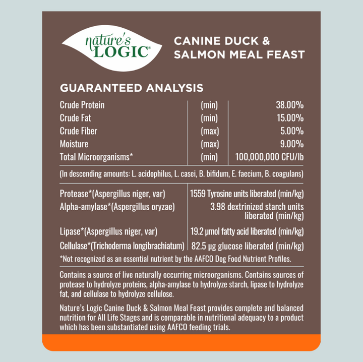 Nature's Logic Canine Duck & Salmon Meal Feast All Life Stages Dry Dog Food 25lb