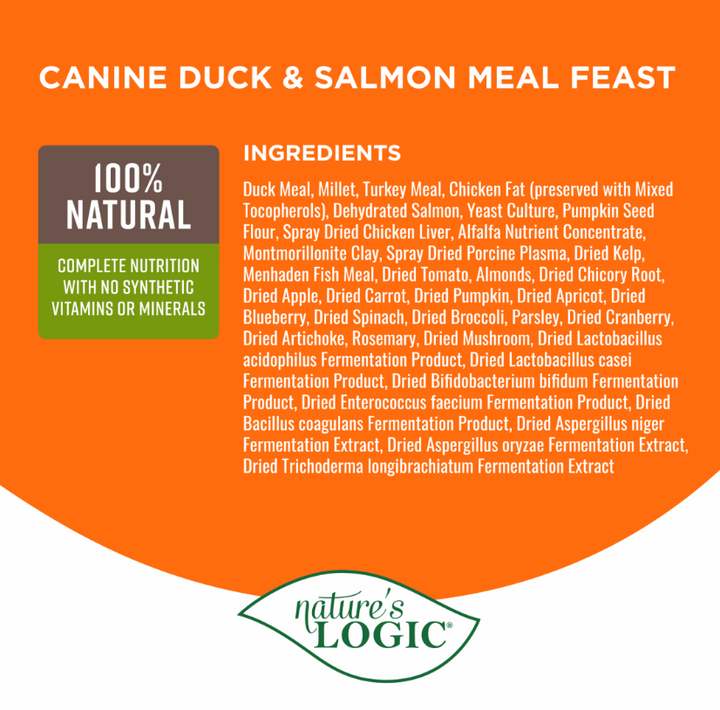 Nature's Logic Canine Duck & Salmon Meal Feast All Life Stages Dry Dog Food 25lb
