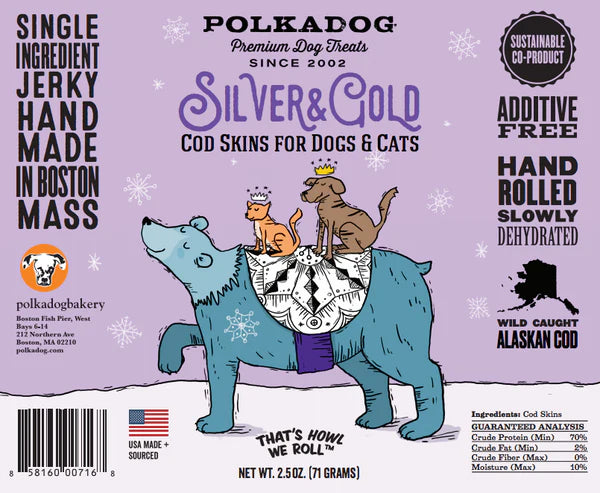 Polka Dog Bakery Silver & Gold Cod Skins 2.5oz Tube