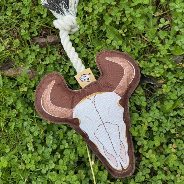 Speckle and Spot Bison Skull Tug Rope Dog Toy